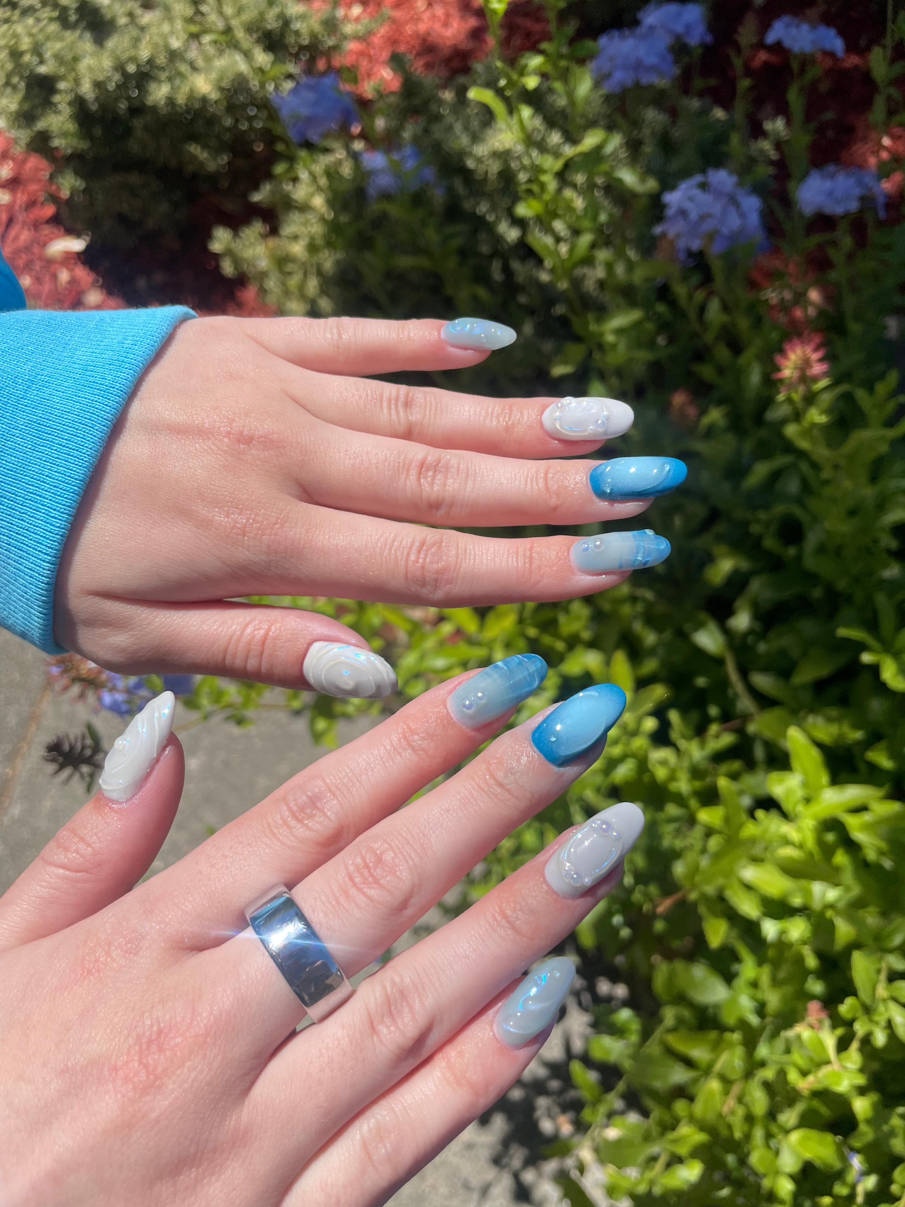 Blue ombré cloud nails by Jessica